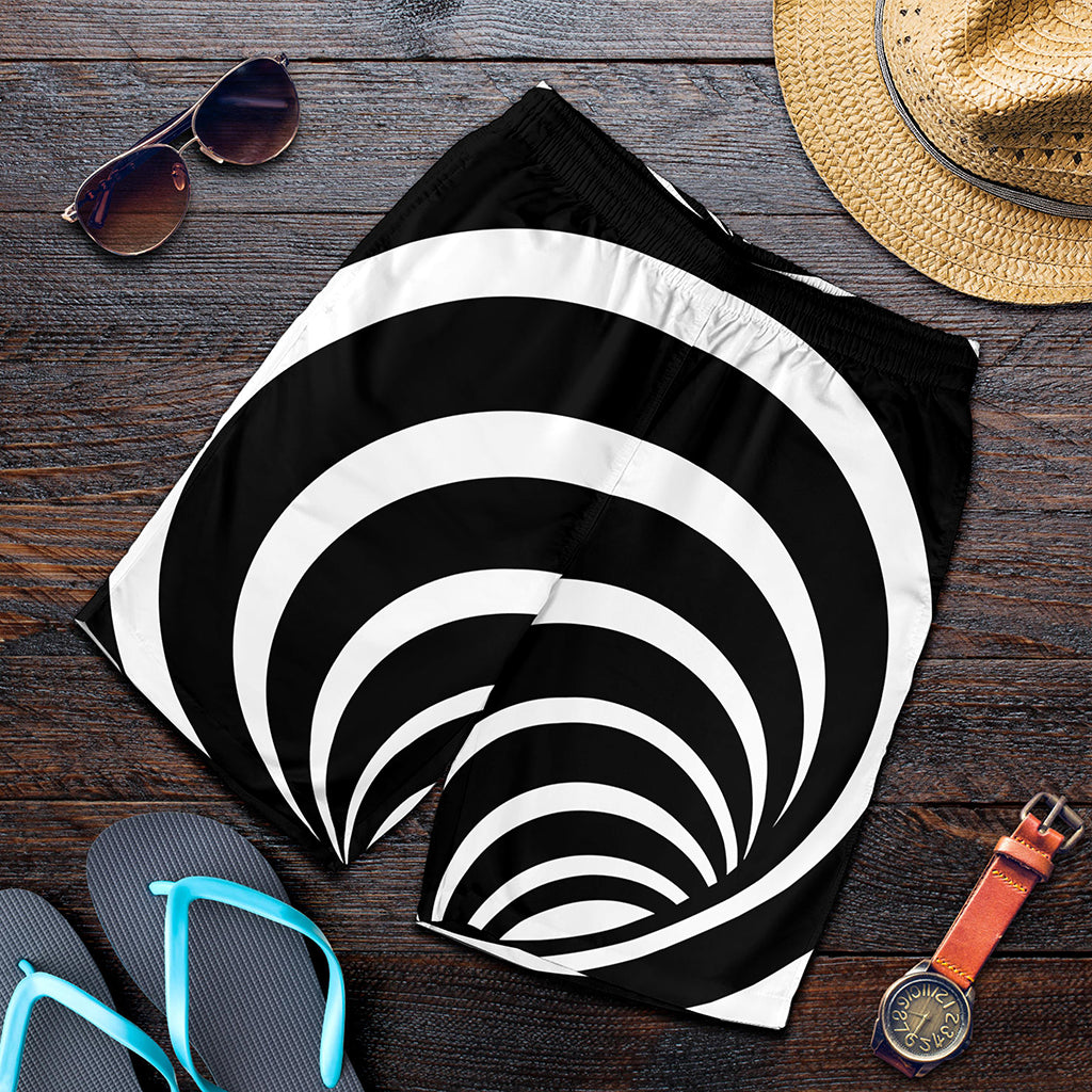 Black And White Optical Illusion Print Men's Shorts