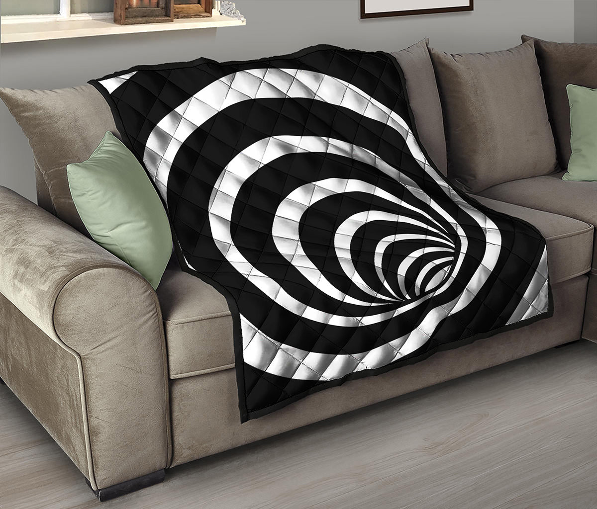 Black And White Optical Illusion Print Quilt