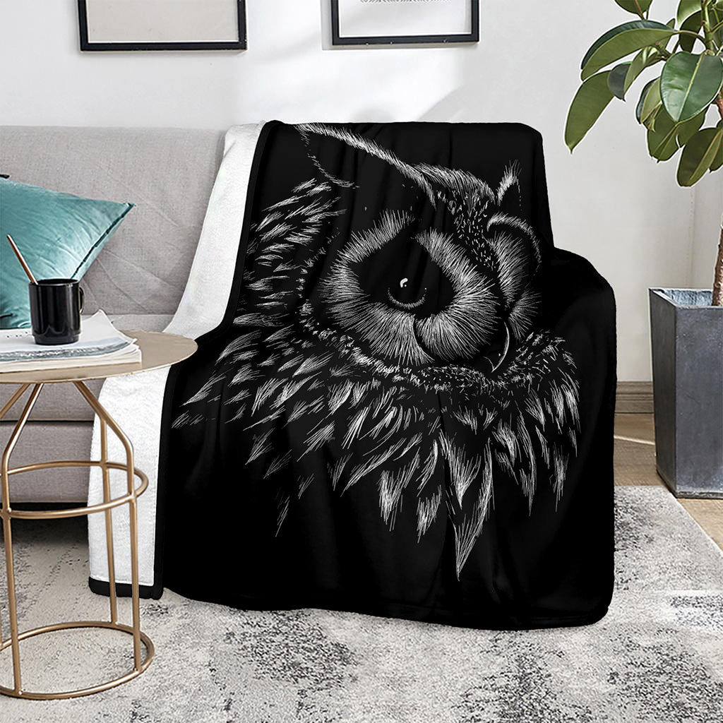Black And White Owl Print Blanket