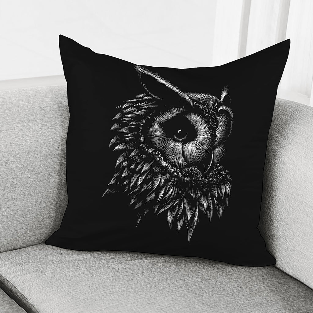 Black And White Owl Print Pillow Cover