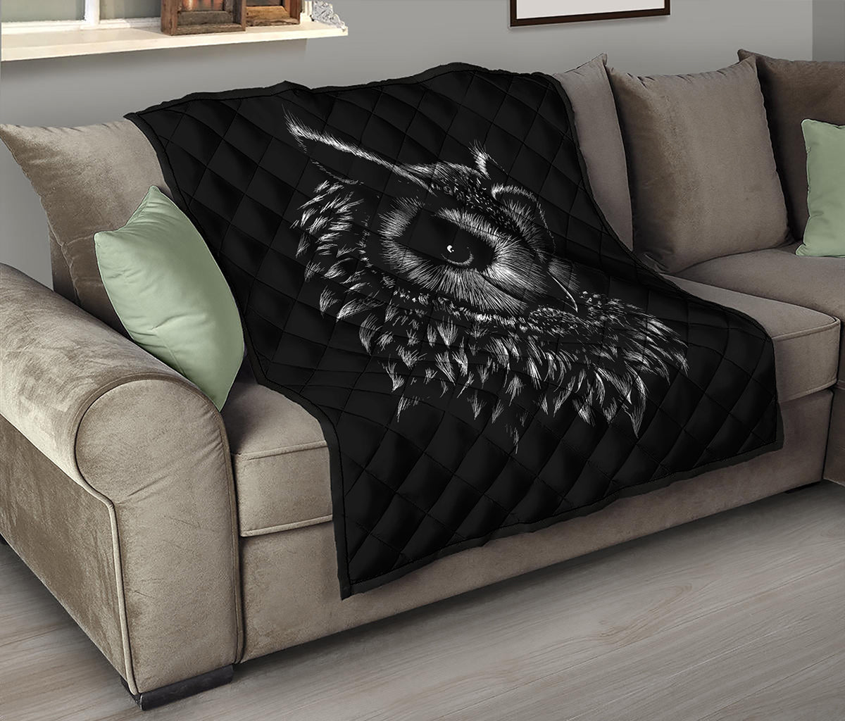 Black And White Owl Print Quilt