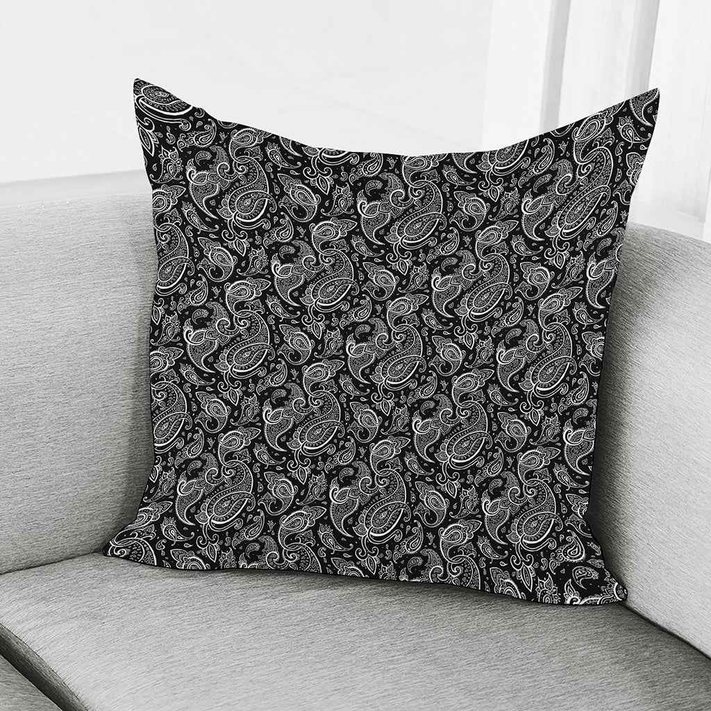 Black And White Paisley Pattern Print Pillow Cover