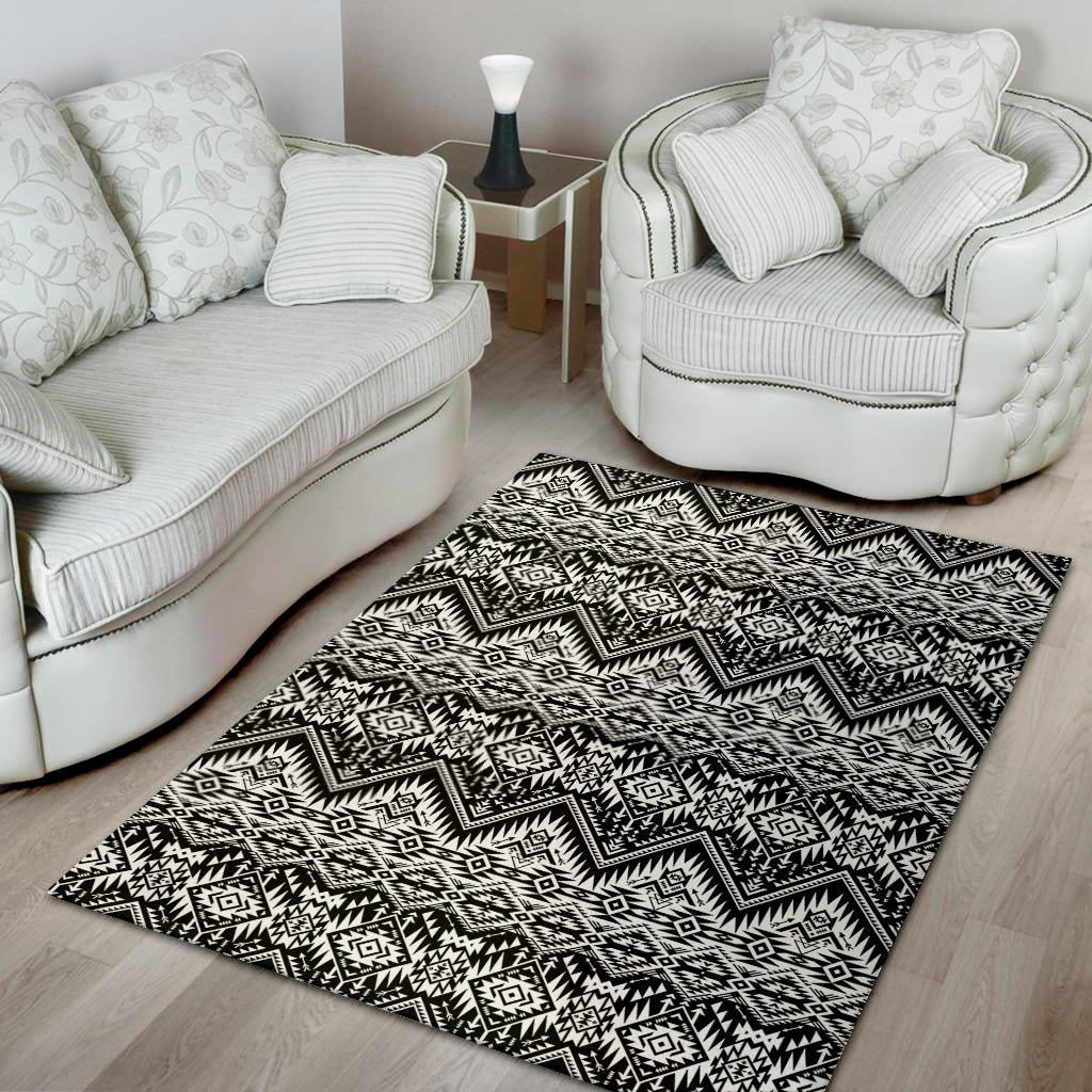 Black And White Pendleton Navajo Print Area Rug