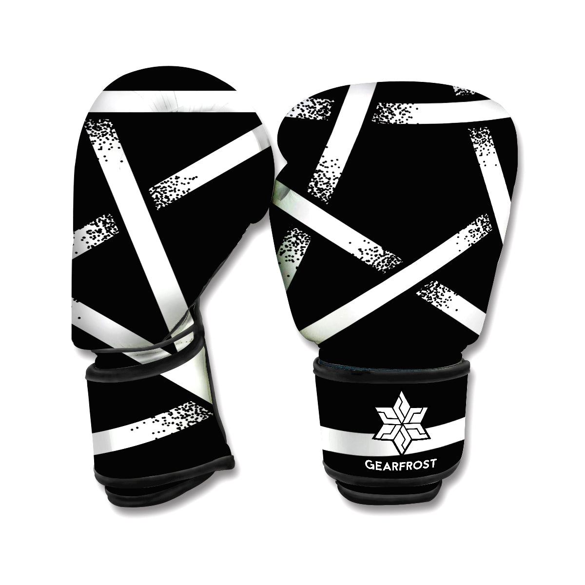 Black And White Pentagram Symbol Print Boxing Gloves