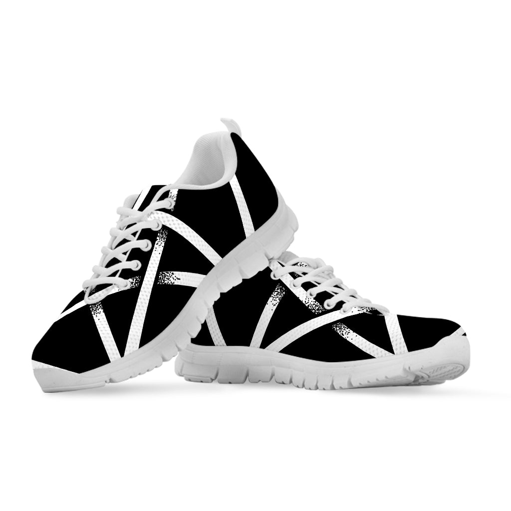 Black And White Pentagram Symbol Print White Sneakers