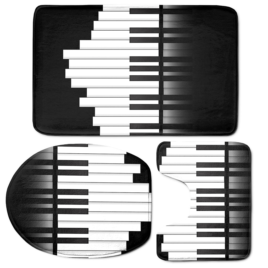 Black And White Piano Keyboard Print 3 Piece Bath Mat Set