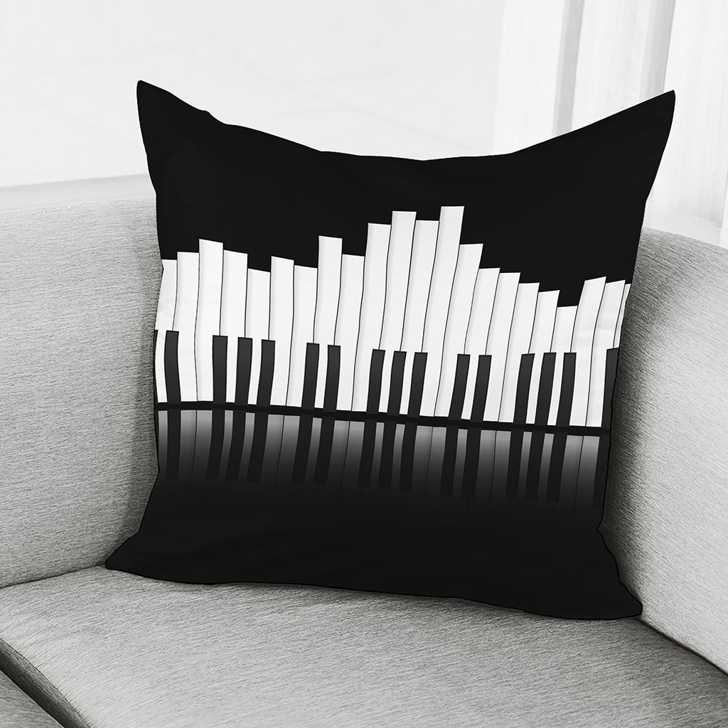 Black And White Piano Keyboard Print Pillow Cover