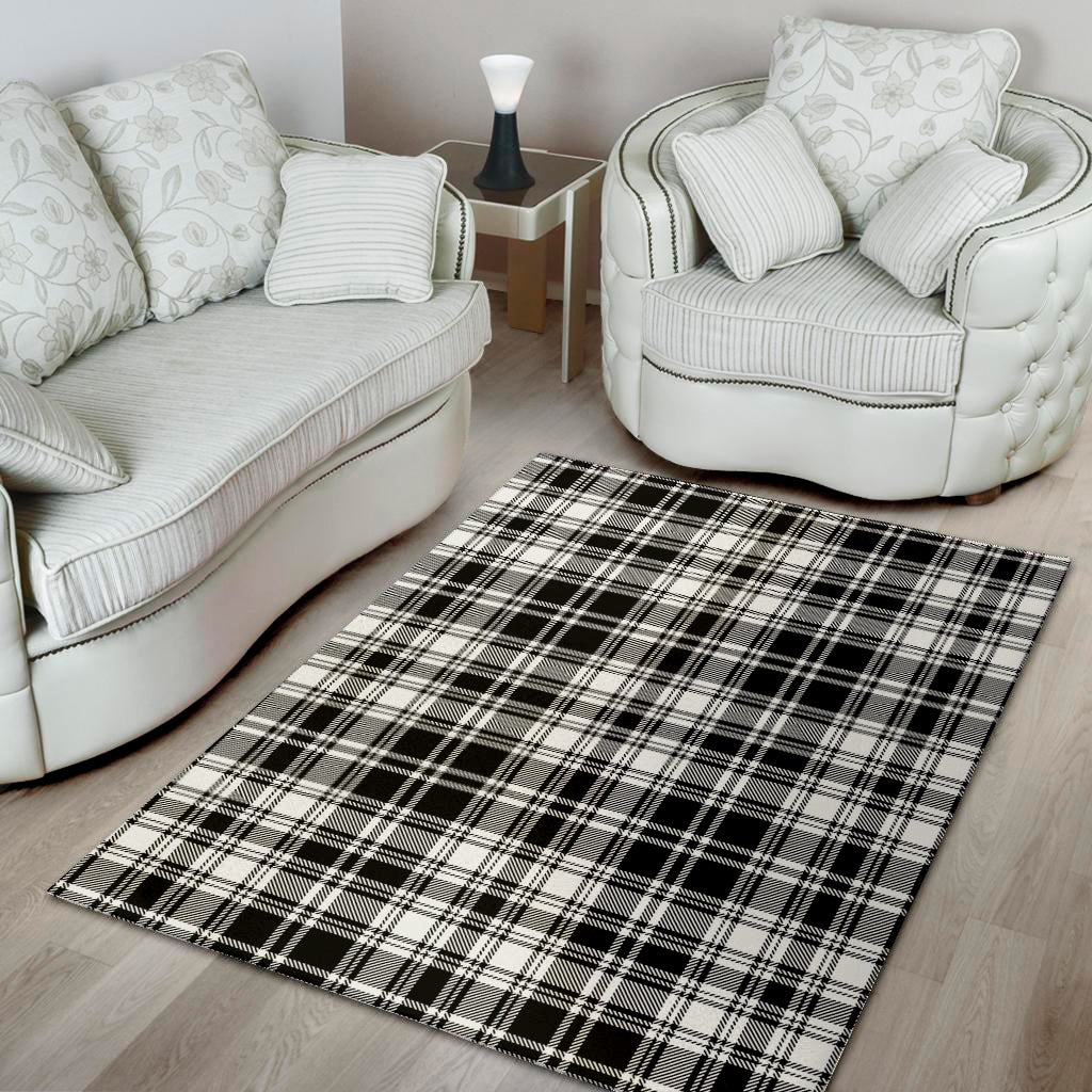 Black And White Plaid Pattern Print Area Rug
