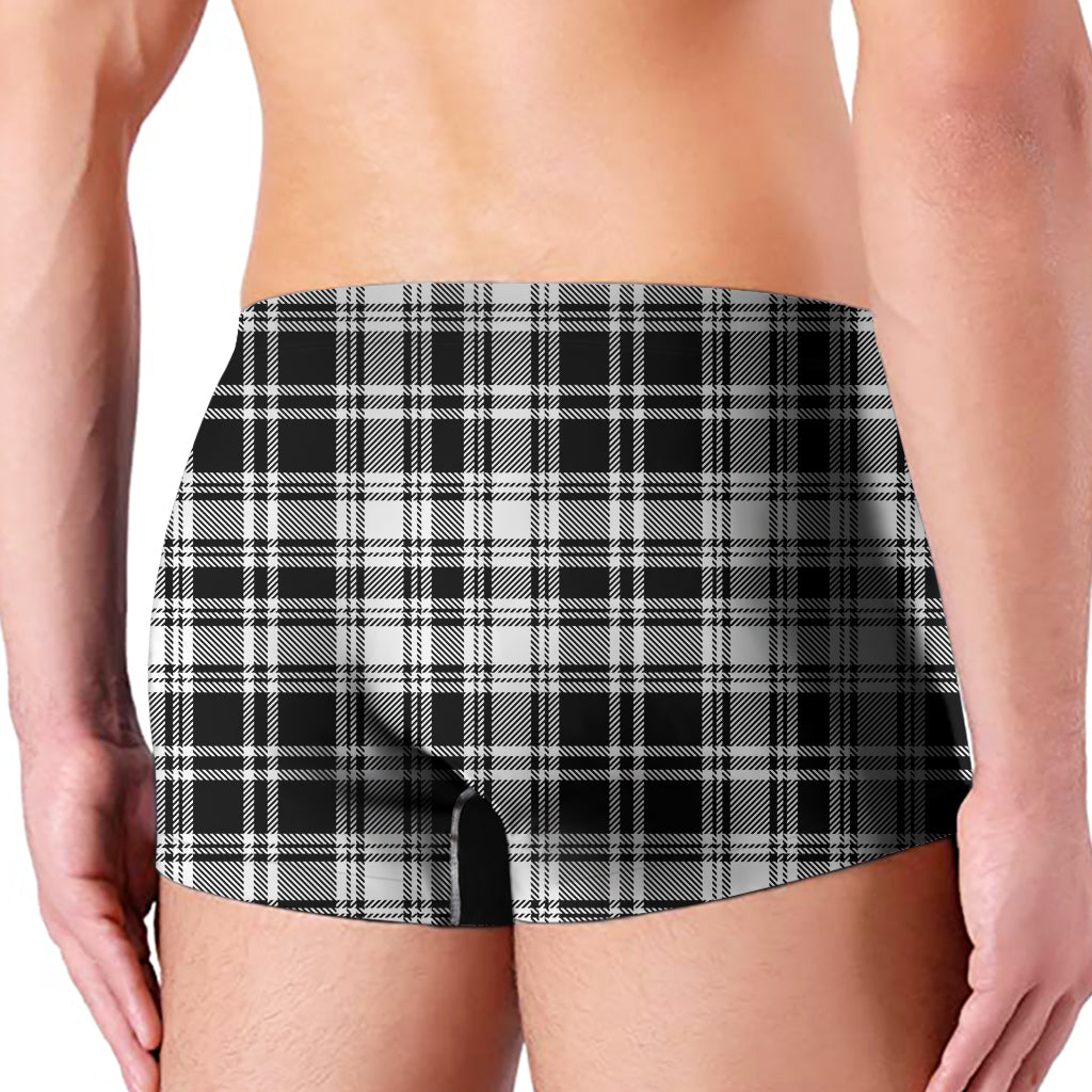 Black And White Plaid Pattern Print Men's Boxer Briefs
