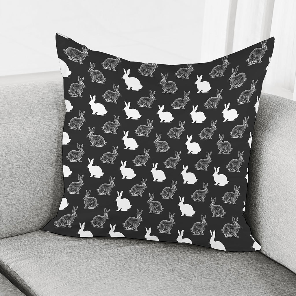 Black And White Rabbit Pattern Print Pillow Cover