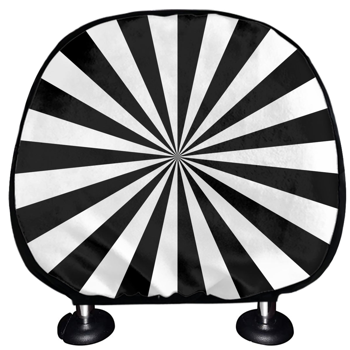 Black And White Radial Rays Print Car Headrest Covers