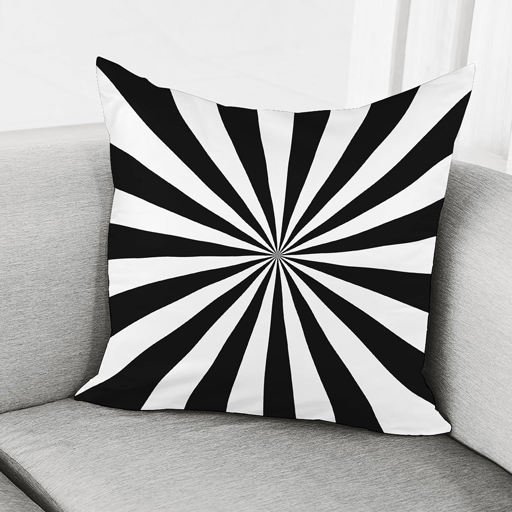Black And White Radial Rays Print Pillow Cover