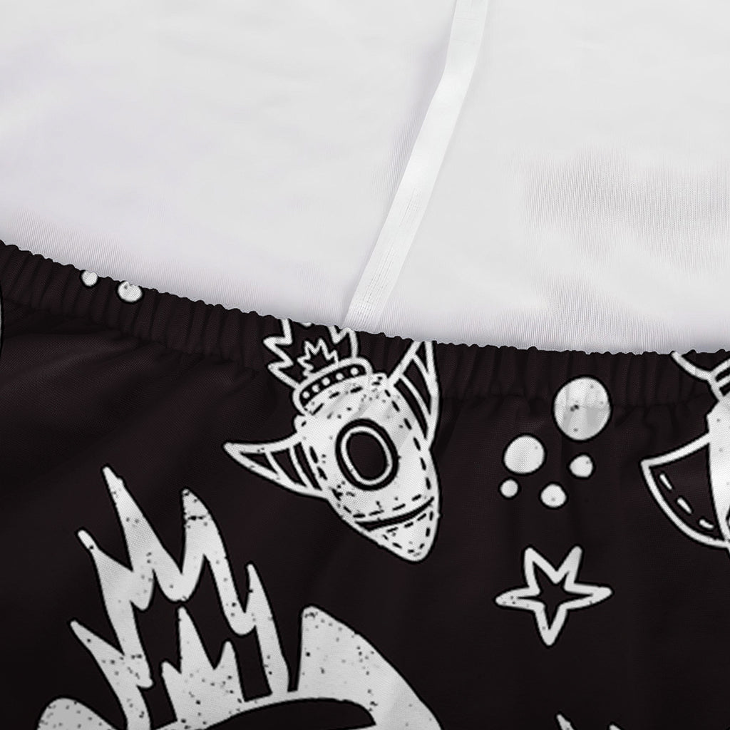 Black And White Rocket Pattern Print Sofa Cover