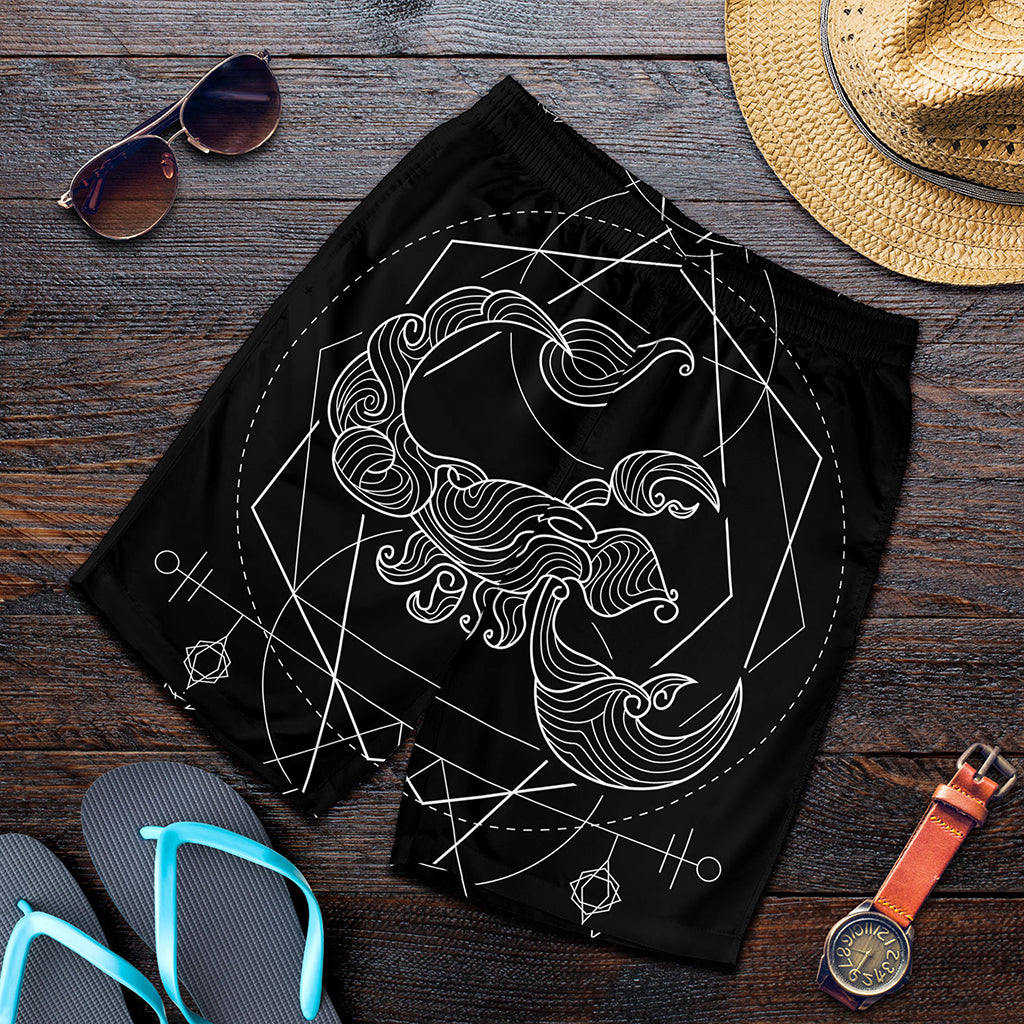 Black And White Scorpio Sign Print Men's Shorts