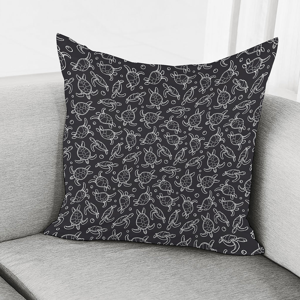 Black And White Sea Turtle Pattern Print Pillow Cover