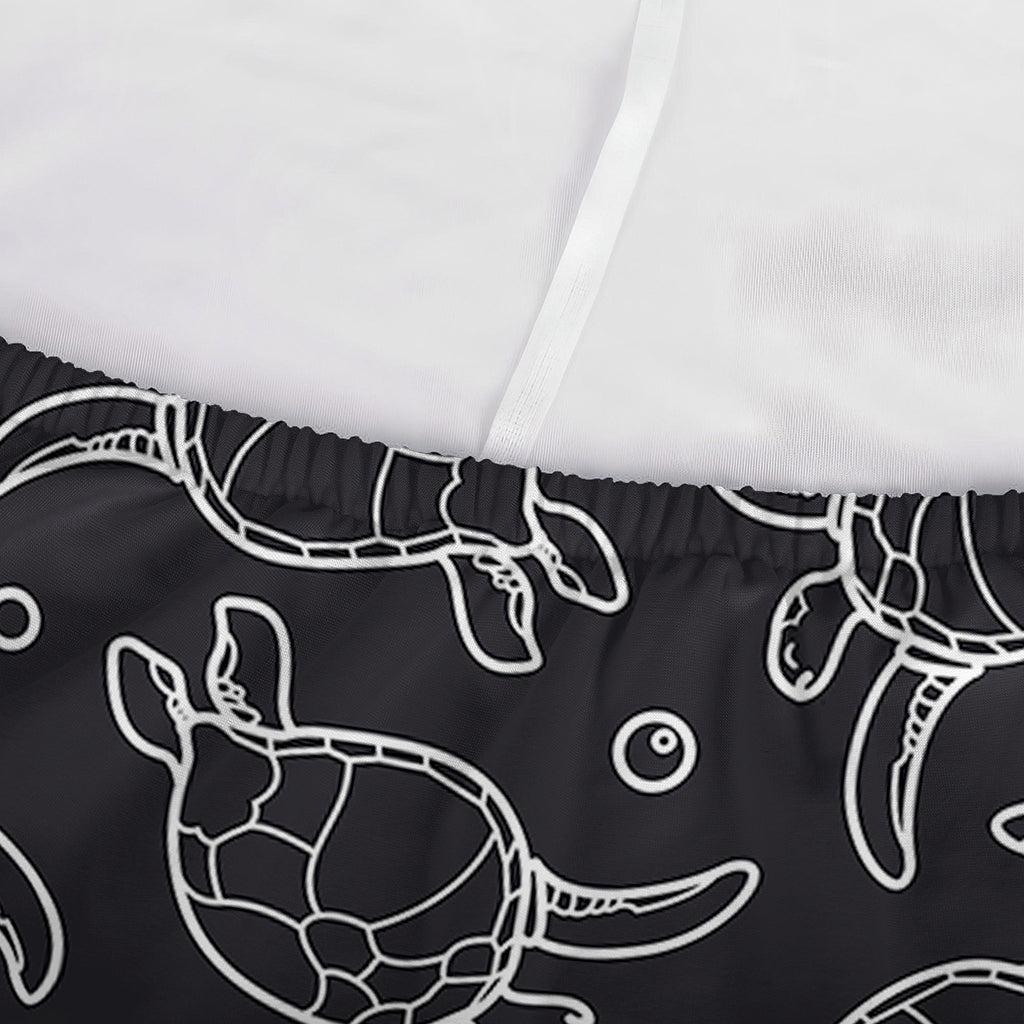 Black And White Sea Turtle Pattern Print Sofa Cover