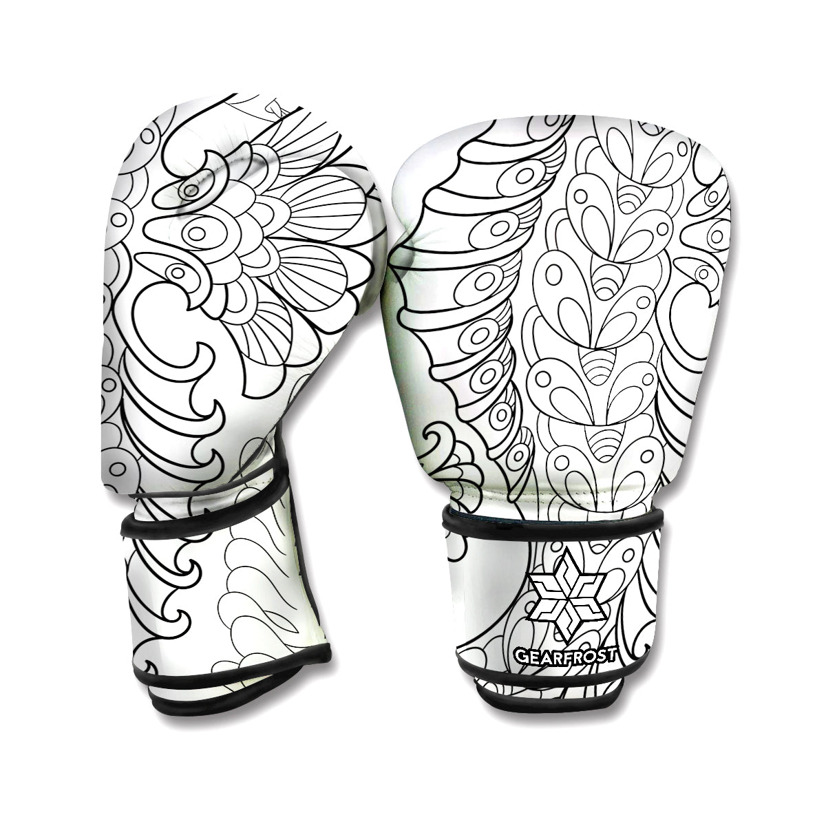 Black And White Seahorse Print Boxing Gloves