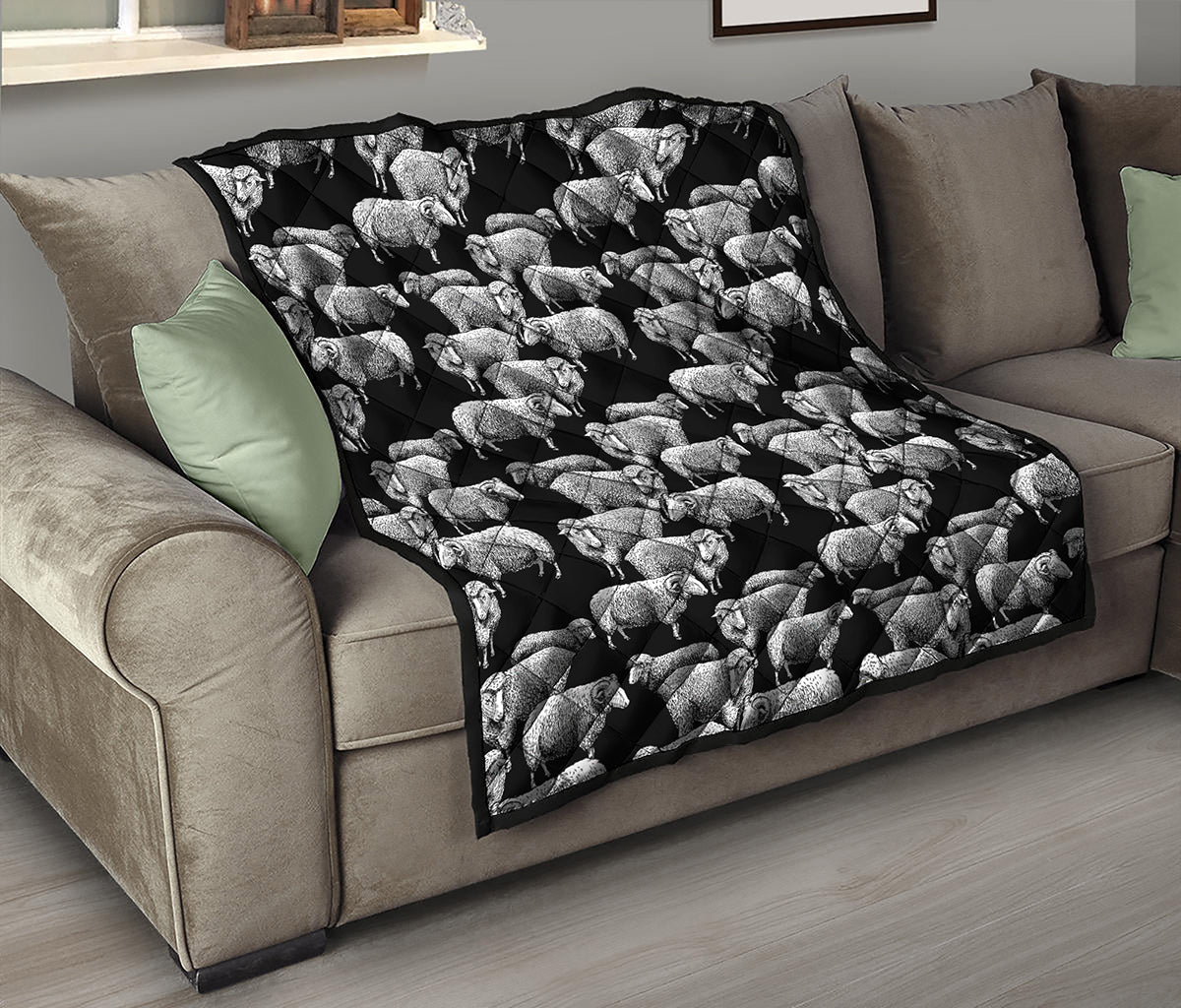 Black And White Sheep Pattern Print Quilt