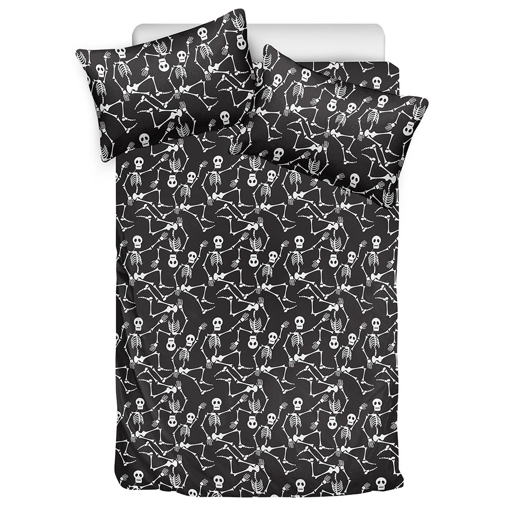Black And White Skeleton Pattern Print Duvet Cover Bedding Set