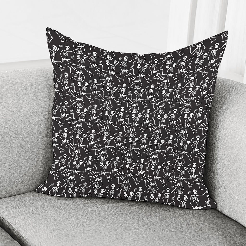 Black And White Skeleton Pattern Print Pillow Cover