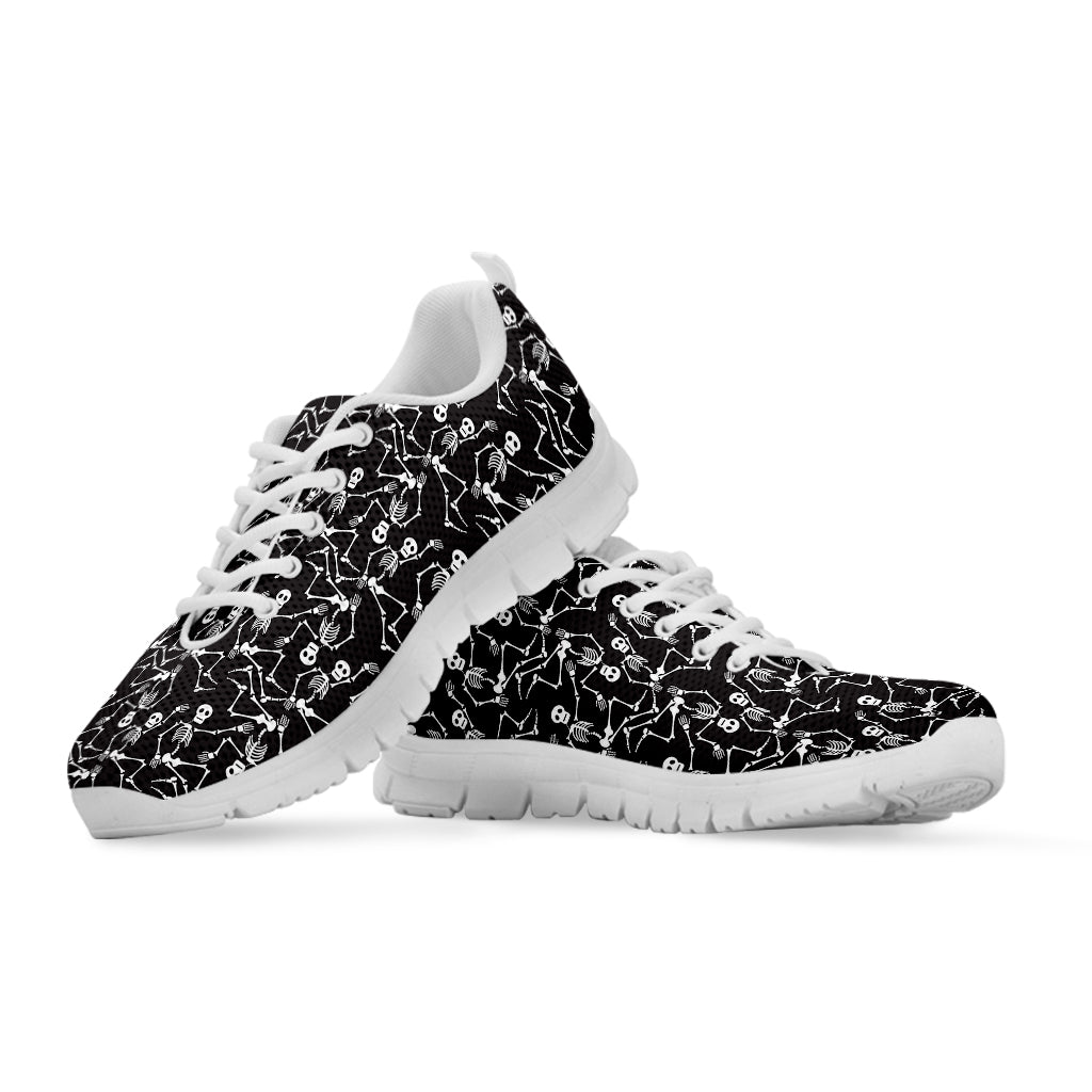 Black And White Skeleton Pattern Print White Sneakers