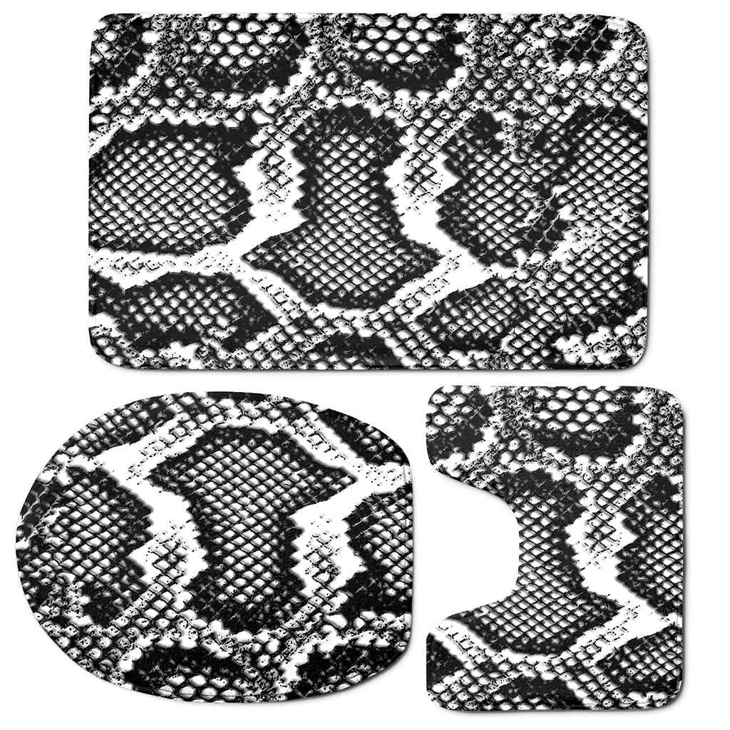 Black And White Snakeskin Print 3 Piece Bath Mat Set
