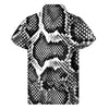 Black And White Snakeskin Print Men's Short Sleeve Shirt