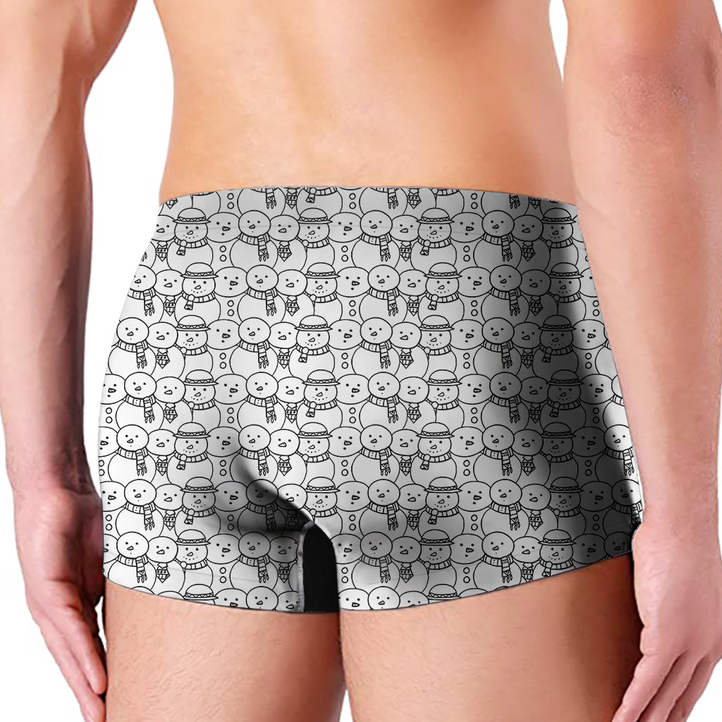 Black And White Snowman Pattern Print Men's Boxer Briefs