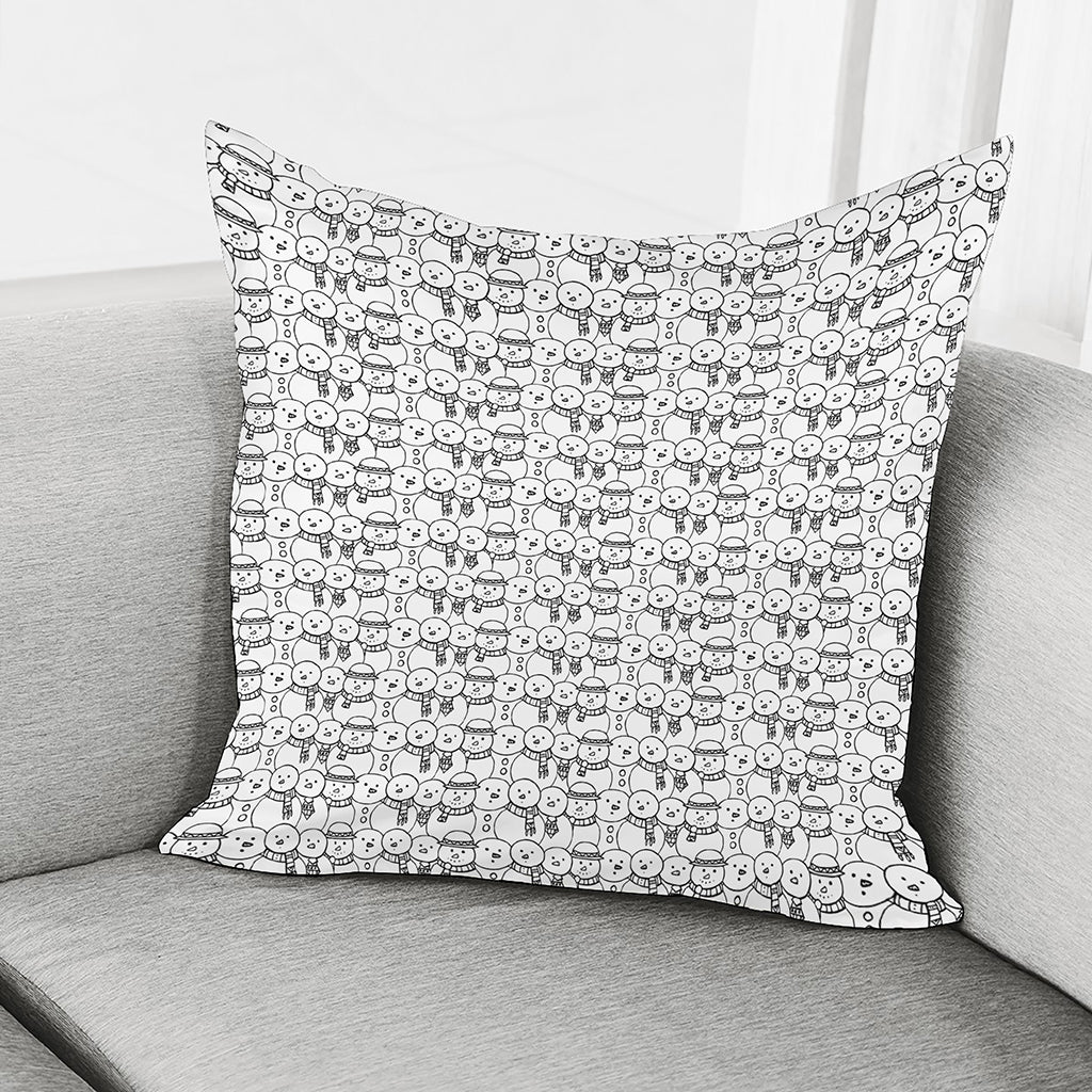 Black And White Snowman Pattern Print Pillow Cover