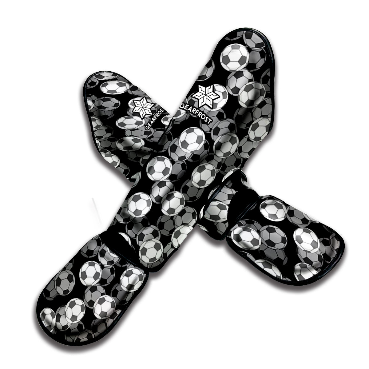 Black And White Soccer Ball Print Muay Thai Shin Guard