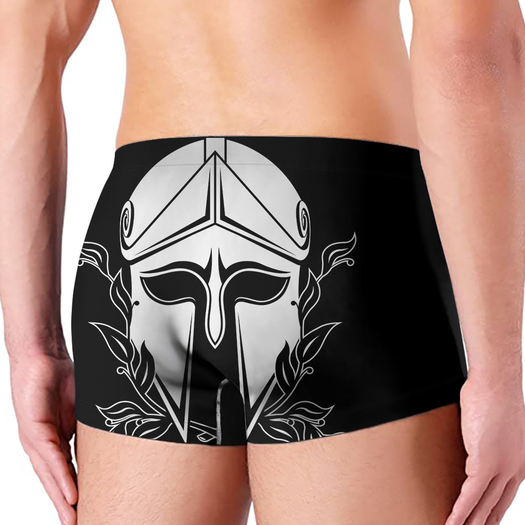 Black And White Spartan Helmet Print Men's Boxer Briefs