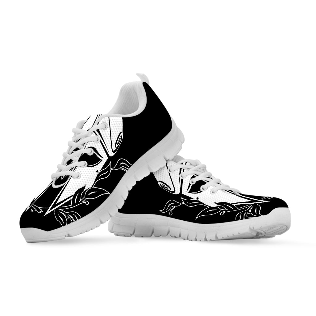 Black And White Spartan Helmet Print White Sneakers
