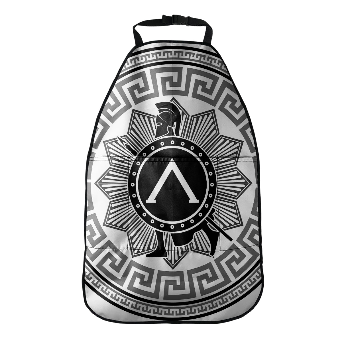 Black And White Spartan Warrior Print Car Seat Organizers