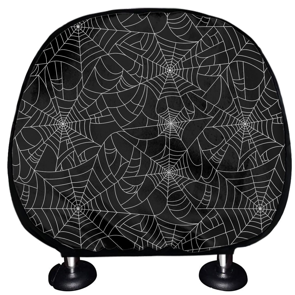 Black And White Spider Web Pattern Print Car Headrest Covers