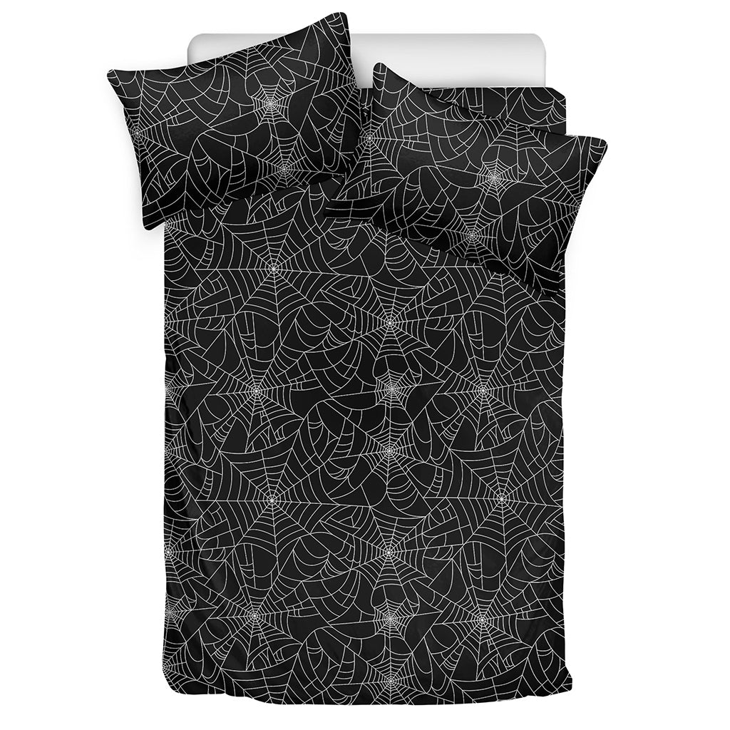 Black And White Spider Web Pattern Print Duvet Cover Bedding Set