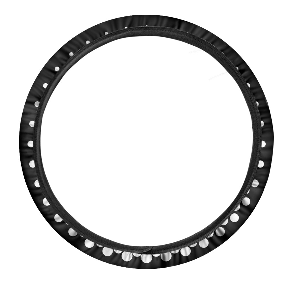 Black And White Spiral Dot Print Car Steering Wheel Cover