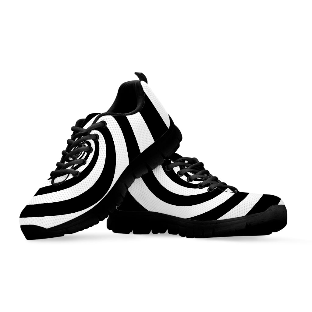 Black And White Spiral Illusion Print Black Sneakers