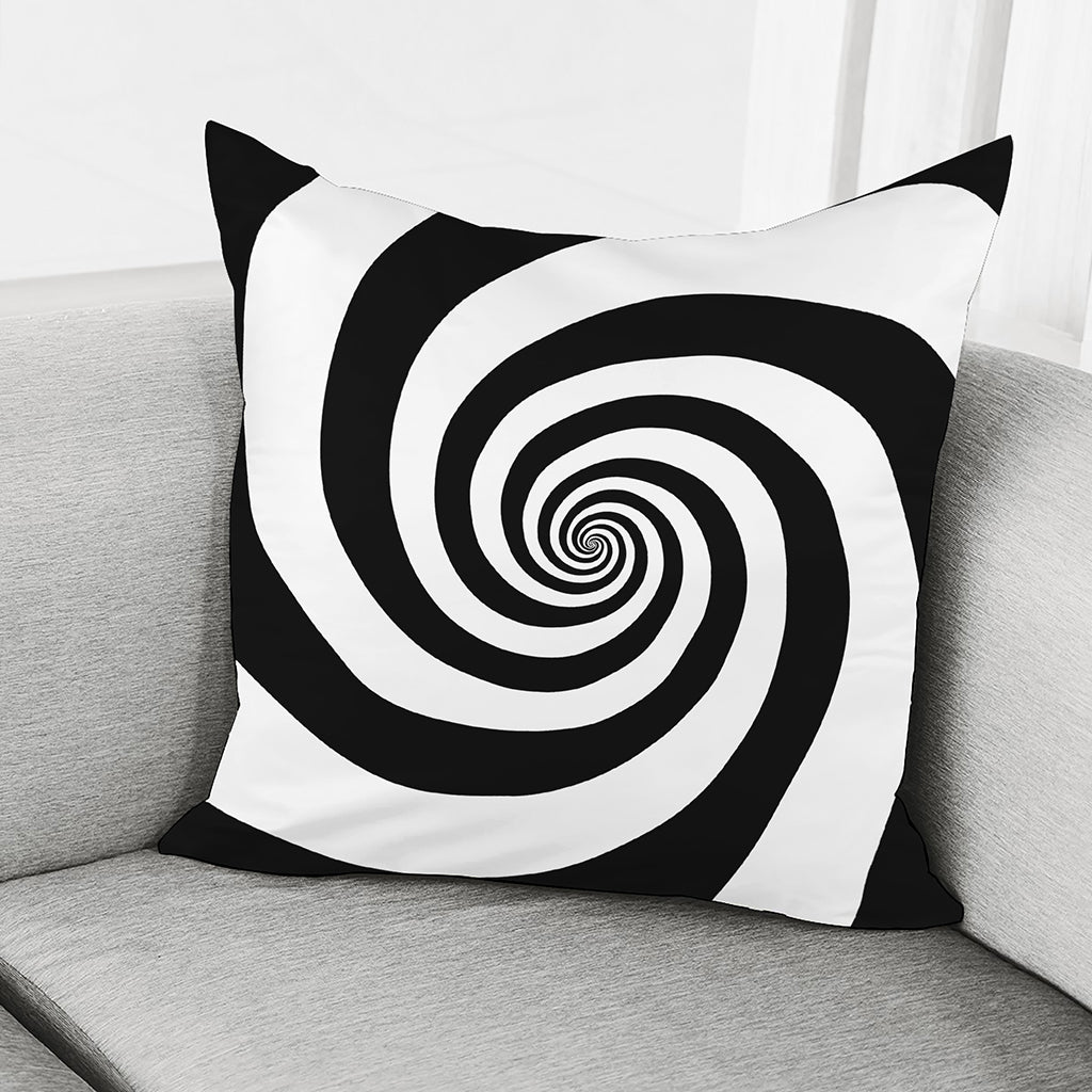 Black And White Spiral Illusion Print Pillow Cover