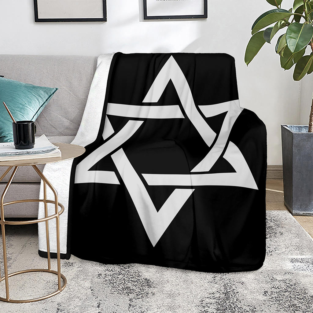 Black And White Star of David Print Blanket