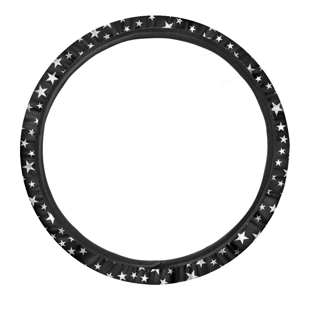 Black And White Star Pattern Print Car Steering Wheel Cover
