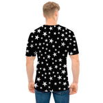 Black And White Star Pattern Print Men's T-Shirt