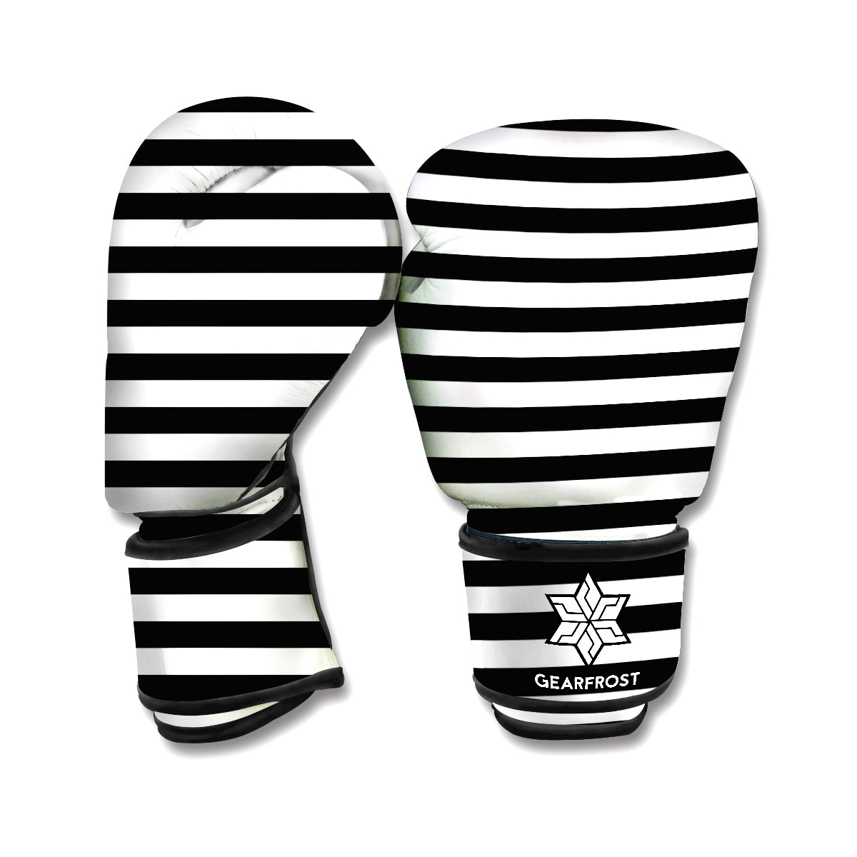 Black And White Striped Pattern Print Boxing Gloves