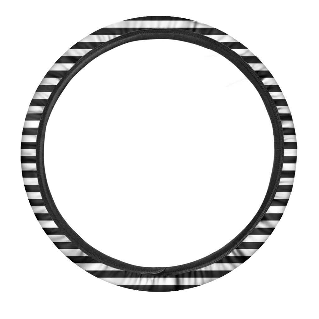 Black And White Striped Pattern Print Car Steering Wheel Cover