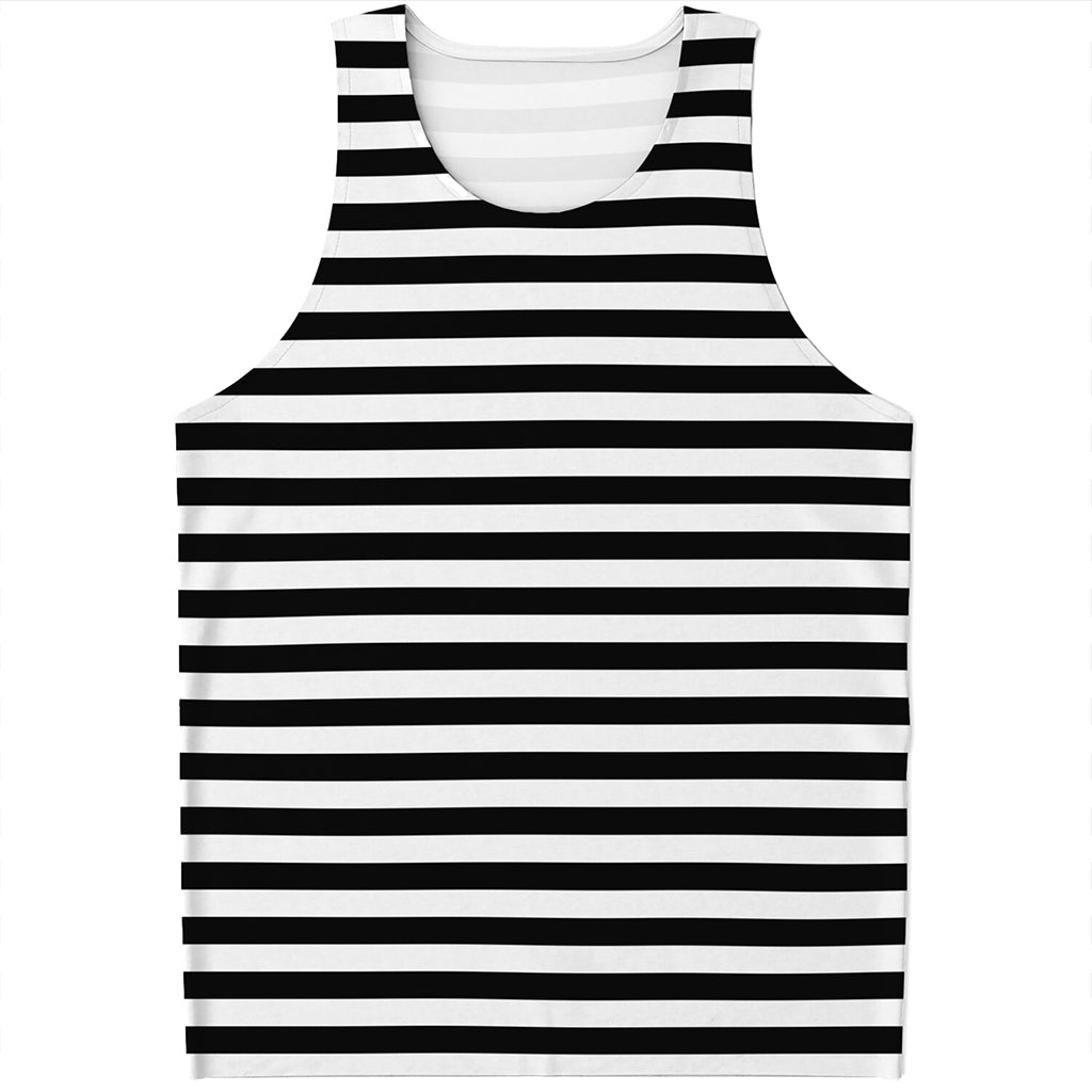Black And White Striped Pattern Print Men's Tank Top