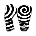 Black And White Swirl Illusion Print Boxing Gloves