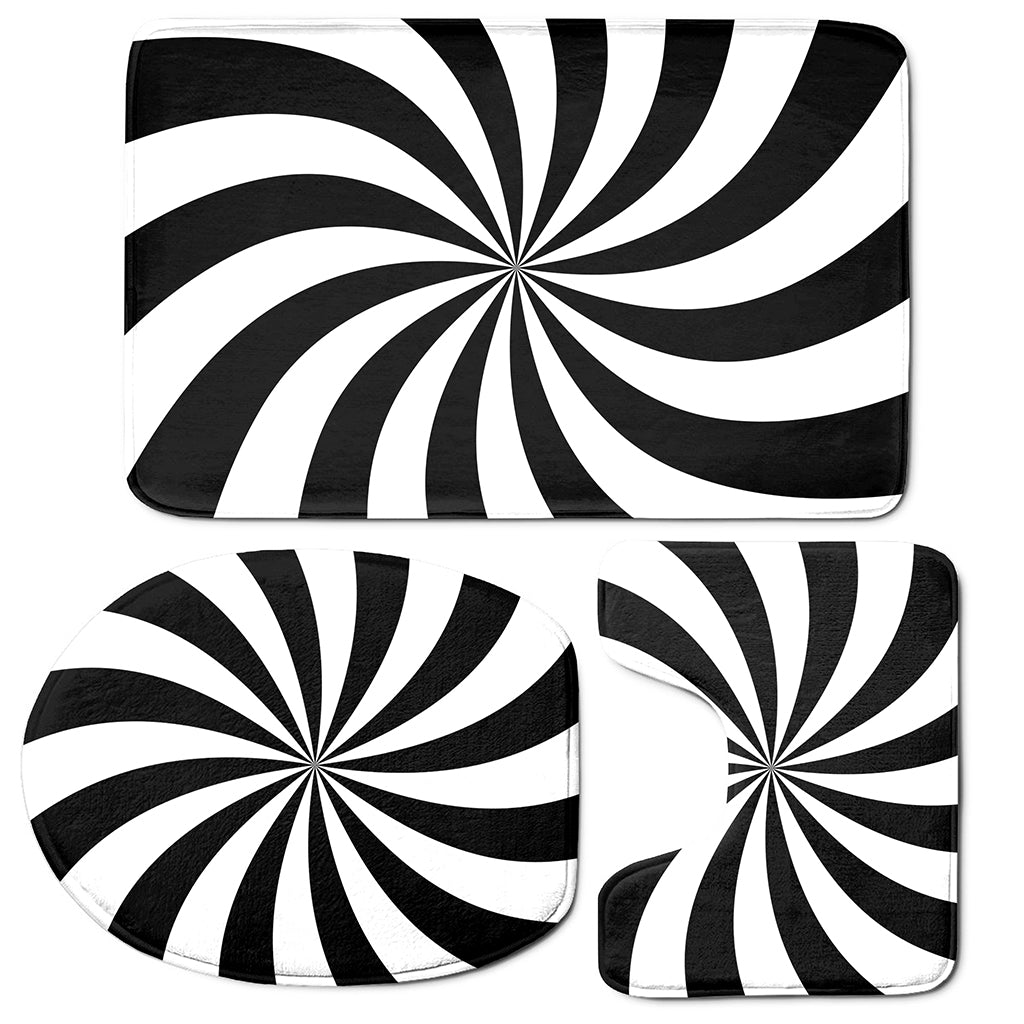 Black And White Swirl Print 3 Piece Bath Mat Set