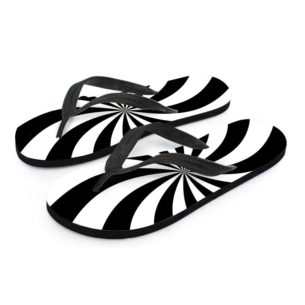 Black And White Swirl Print Flip Flops