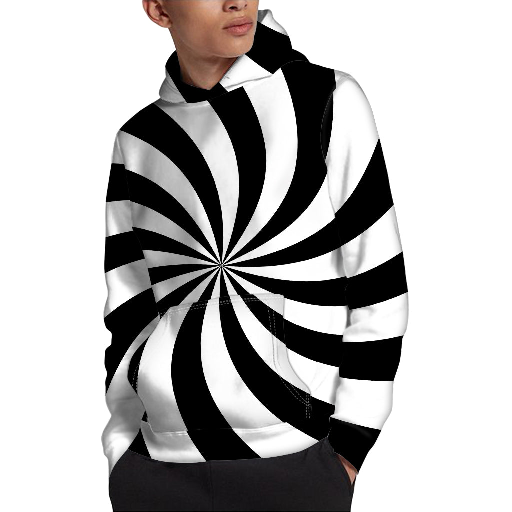 Black And White Swirl Print Pullover Hoodie