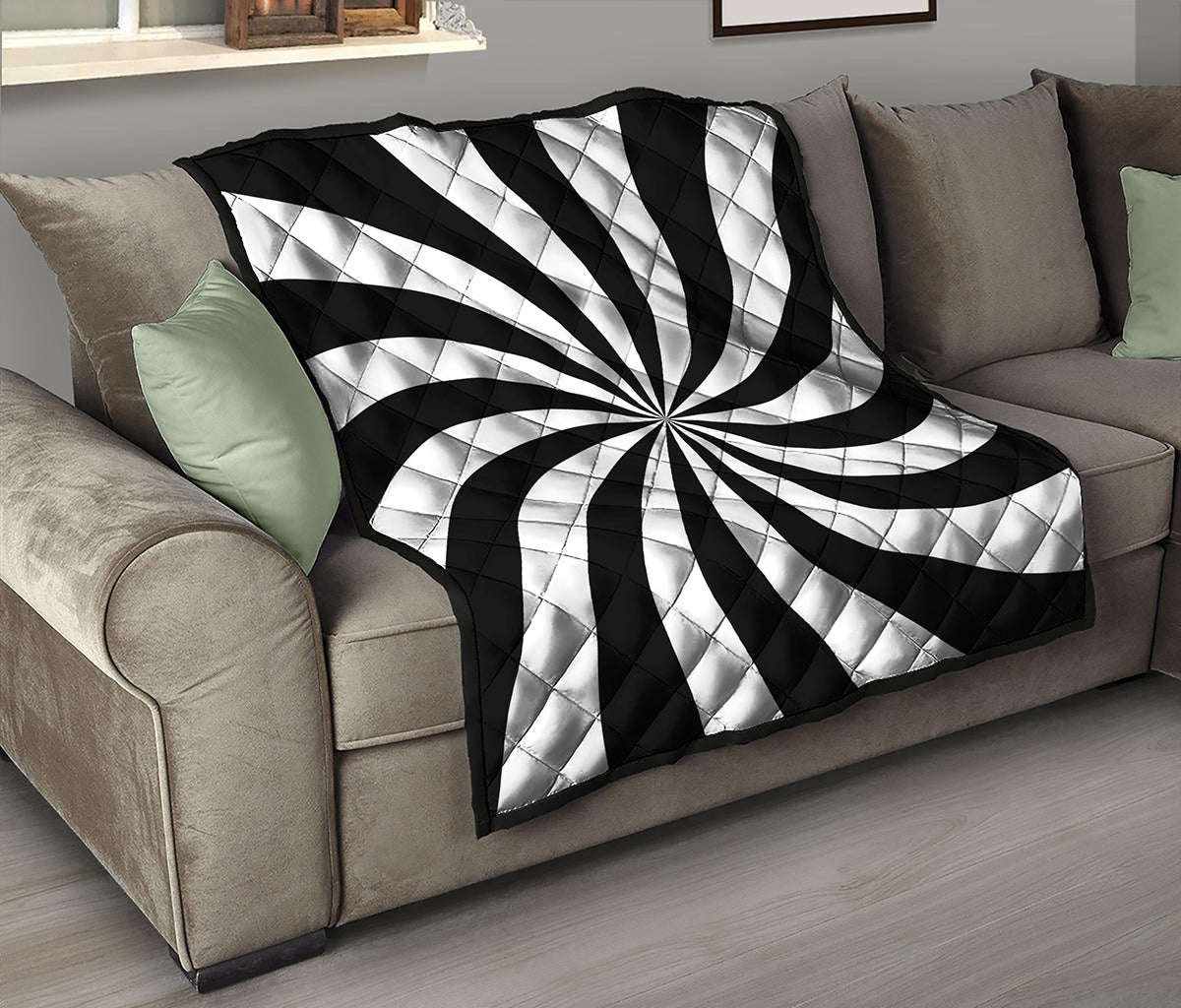 Black And White Swirl Print Quilt