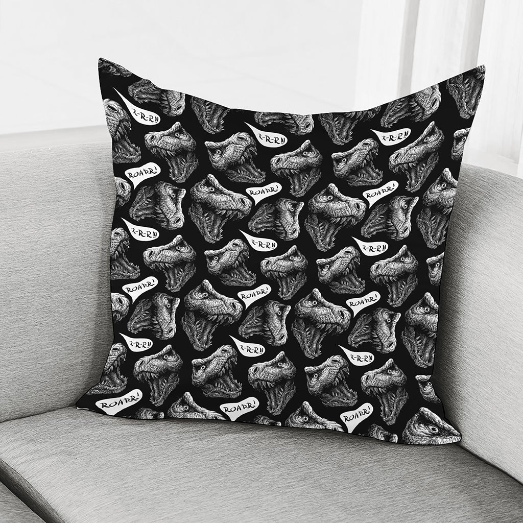 Black And White T-Rex Dinosaur Print Pillow Cover